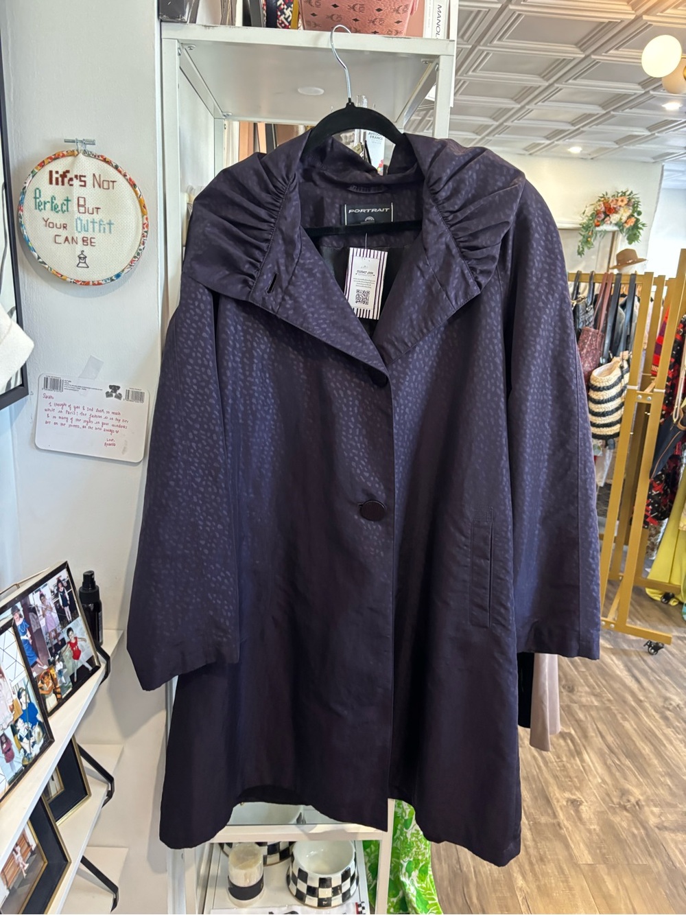 Portrait Women's Dark Purple Single-Button Trench Coat